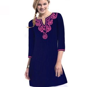 Barbara Gerwit Embroidered French Terry Dress XL